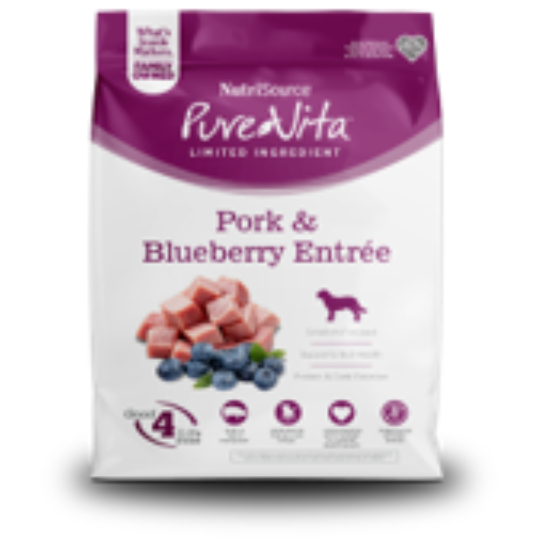 NUTRISOURCE LIMITED INGREDIENT PURE VITA PORK & BLUEBERRY 25 LB