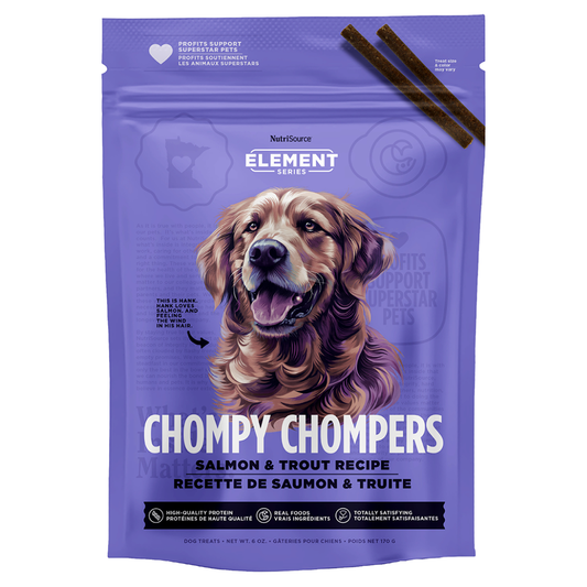 NUTRISOURCE TREATS ELEMENT CHOMPY CHOMPERS SALMON & TROUT